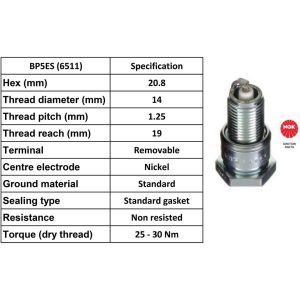 NGK Spark Plug BP5ES Plugs [Box 10]