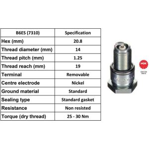 NGK Spark Plug B6ES Plugs [Box 10]