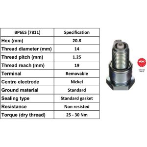 NGK Spark Plug BP6ES Plugs [Box 10]