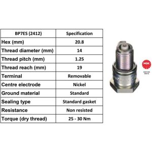NGK Spark Plug BP7ES Plugs [Box 10]