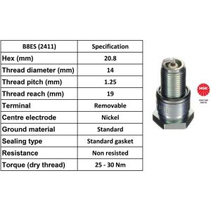 NGK Spark Plug B8ES Plugs [Box 10]