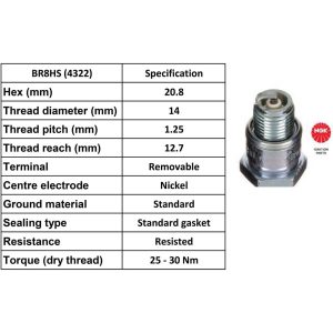 NGK Spark Plug BR8HS Plugs [Box 10]