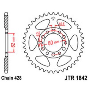 JT Rear Sprockets R/W 1842/842-37T YAM [842]