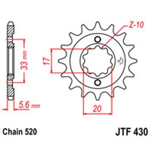 JT Gear Box Sprockets G/B 430-14T SUZ S/O