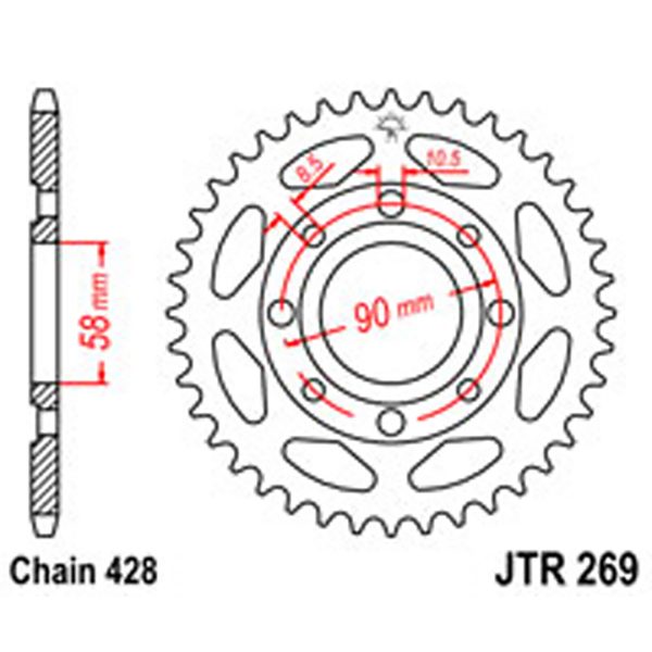 JT Rear Sprockets R/W 269-39T HON S/O