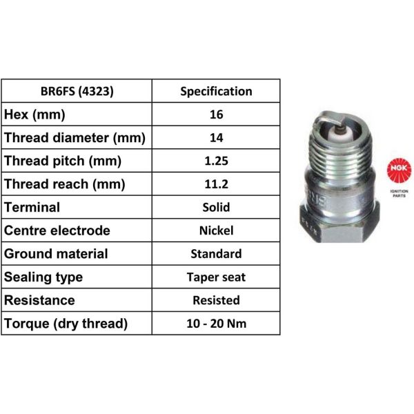 NGK Spark Plug BR6FS Plugs [Box 10]