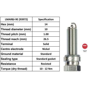 NGK Spark Plug LMAR8J-9E Plugs [Box 10]