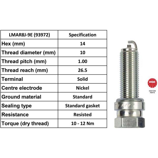 NGK Spark Plug LMAR8J-9E Plugs [Box 10]