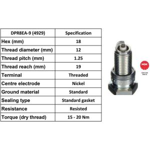 NGK Spark Plug DPR8EA-9 Plugs [Box 10]