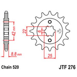 JT Gear Box Sprockets G/B 276-16T HON