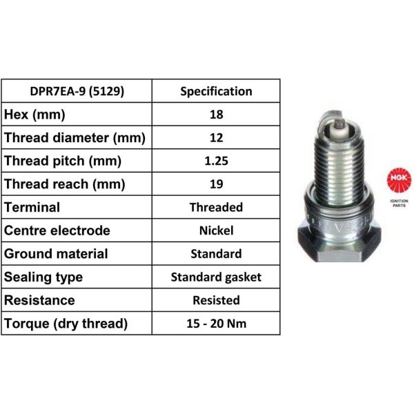 NGK Spark Plug DPR7EA-9 Plugs [Box 10]