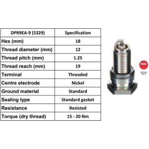 NGK Spark Plug DPR9EA-9 Plugs [Box 10]