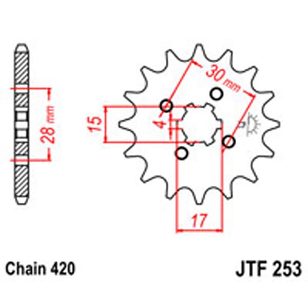 JT Gear Box Sprockets G/B 253/255/272-15T HON