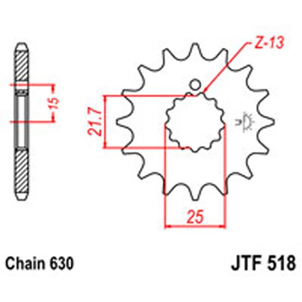 JT Gear Box Sprockets G/B 518-13T KAW