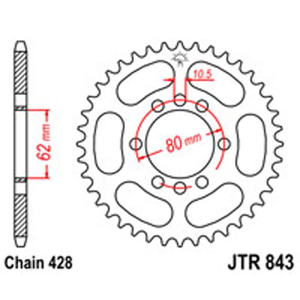 JT Rear Sprockets R/W 843-53T YAM