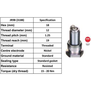 NGK Spark Plug JR9B Plugs [Box 10]