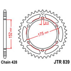 JT Rear Sprockets R/W 839-57T YAM [844]