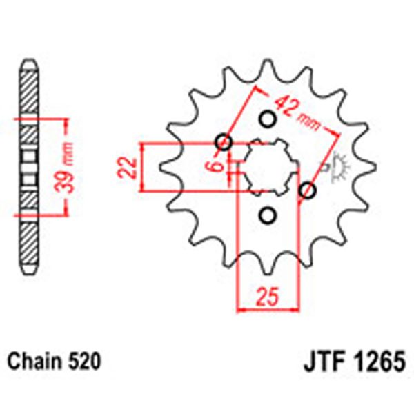 JT Gear Box Sprockets G/B 1265/265-14T HON DUAL COMBINATION