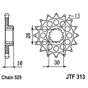 JT Gear Box Sprockets G/B 313-16T HON [344]