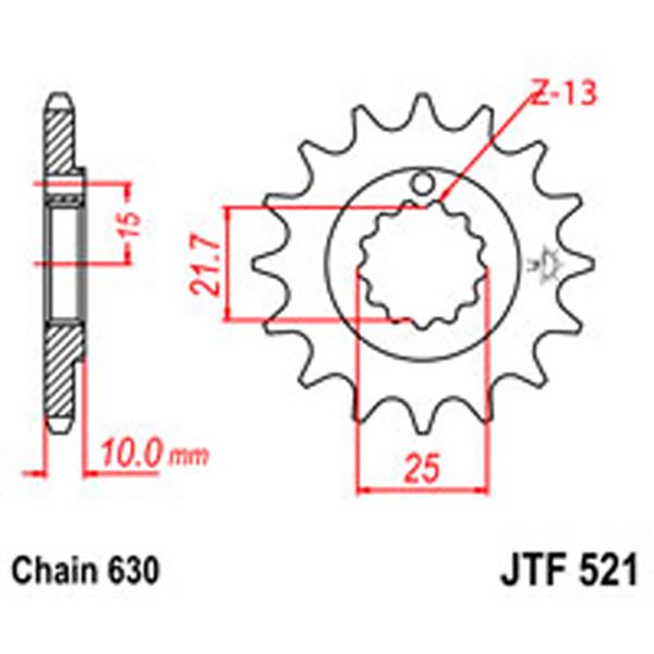 JT Gear Box Sprockets G/B 521-15T KAW