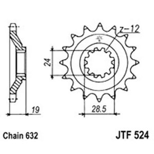 JT Gear Box Sprockets G/B 524-15T KAW [527]