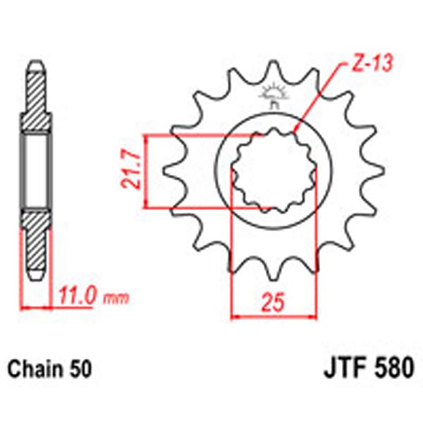JT Gear Box Sprockets G/B 580-17T YAM