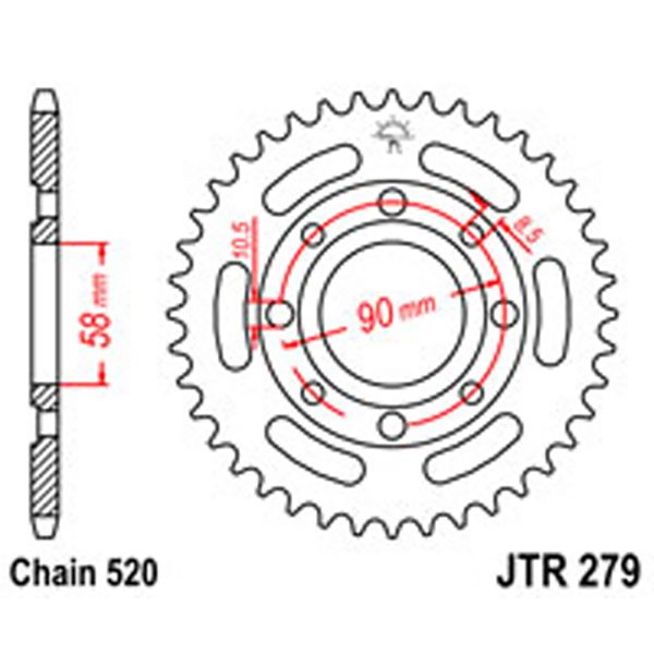 JT Rear Sprockets R/W 279-40T HON