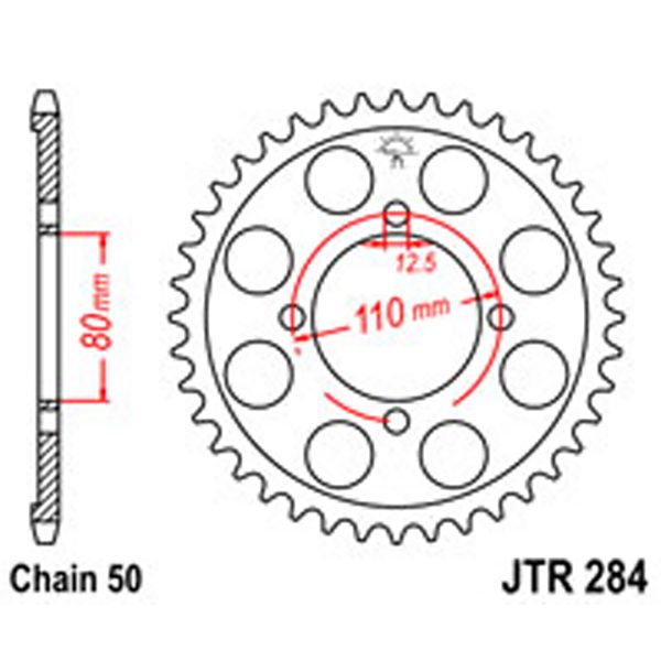 JT Rear Sprockets R/W 284-48T HON