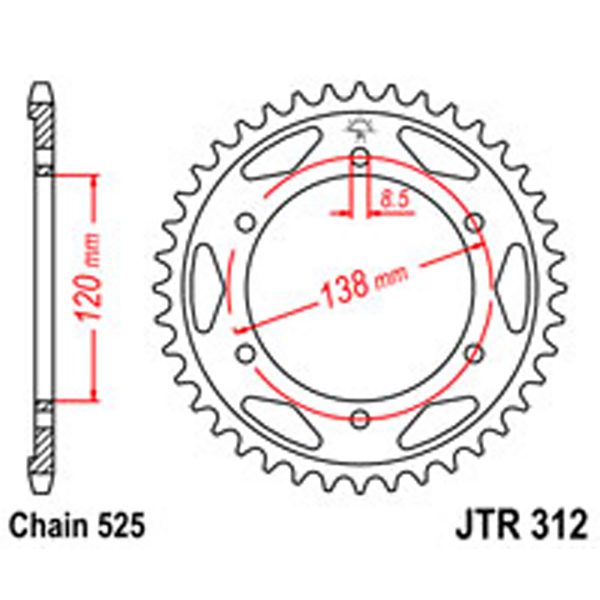 JT Rear Sprockets R/W 312-40T HON [253]