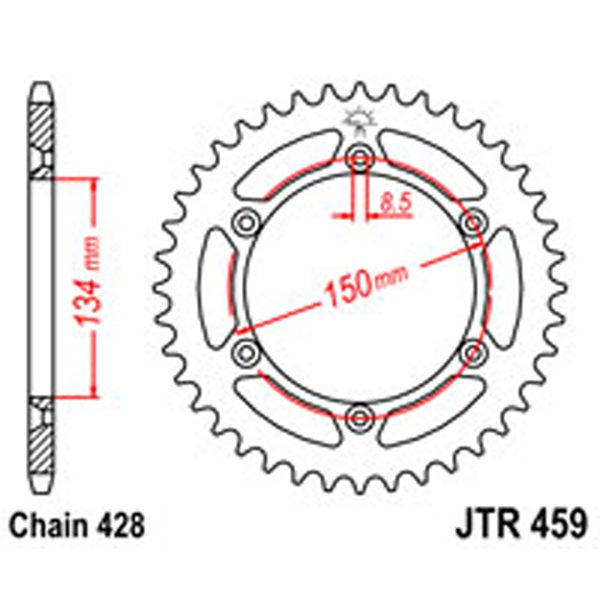 JT Rear Sprockets R/W 459/52T KAW 6 HOLE [4330]