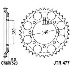 JT Rear Sprockets R/W 477/506-43T KAW