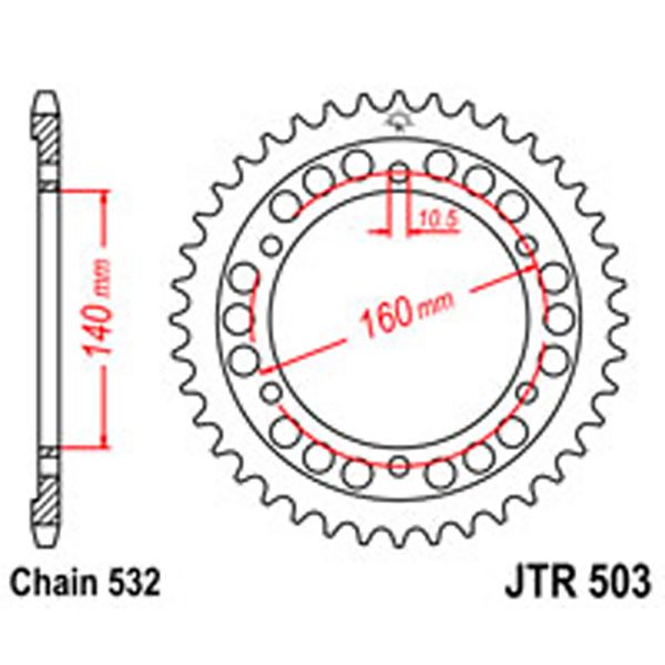JT Rear Sprockets R/W 503-45T KAW [499]
