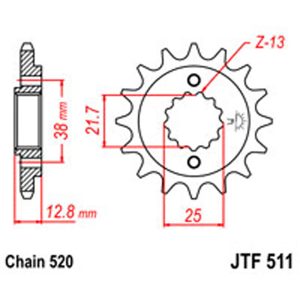 JT Gear Box Sprockets G/B 511-15T KAW
