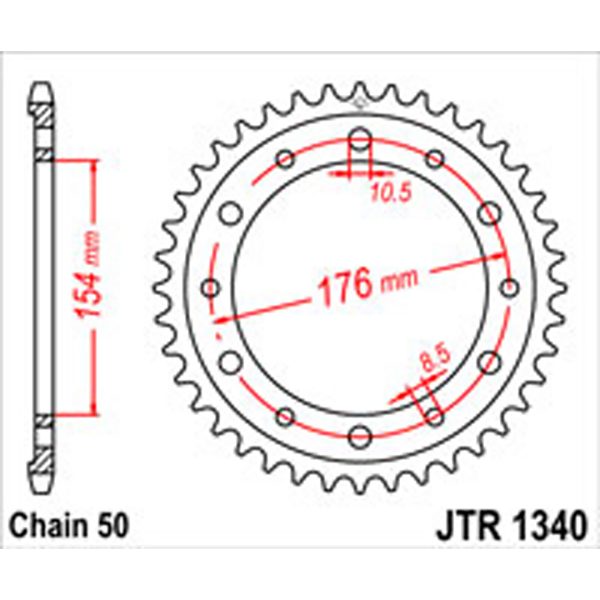 JT Rear Sprockets R/W 1340/343/258-43T HON DUAL COMBINATION