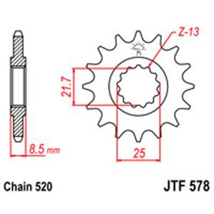 JT Gear Box Sprockets G/B 578-16T YAM S/O