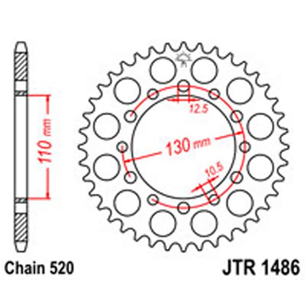 JT Rear Sprockets R/W 1486/486-42 KAW [504]