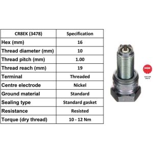 NGK Spark Plug CR8EK Plugs [Box 10]