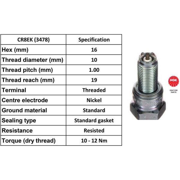 NGK Spark Plug CR8EK Plugs [Box 10]