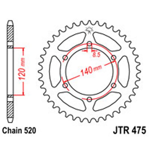 JT Rear Sprockets R/W 475-40T KAW