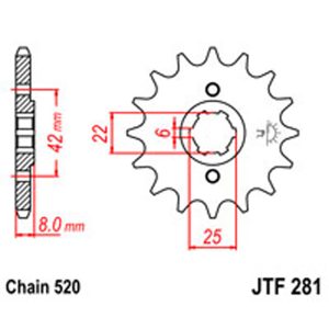 JT Gear Box Sprockets G/B 281-15T HON