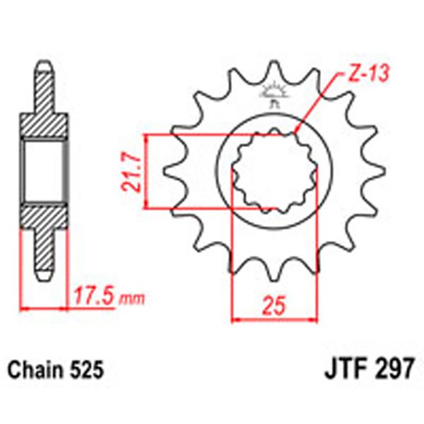 JT Gear Box Sprockets G/B 297-15T HON [2041]