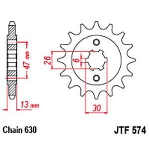 JT Gear Box Sprockets G/B 574-16T YAM