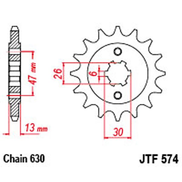 JT Gear Box Sprockets G/B 574-16T YAM