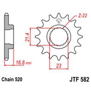 JT Gear Box Sprockets G/B 582-16T YAM [443]
