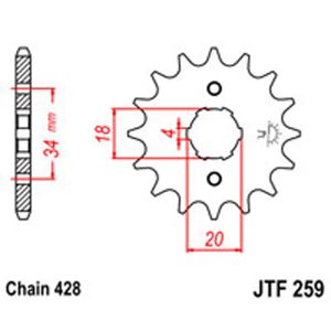 JT Gear Box Sprockets G/B 259-16T HON