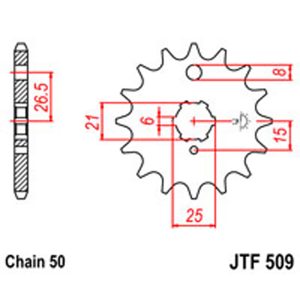 JT Gear Box Sprockets G/B 509-15T KAW