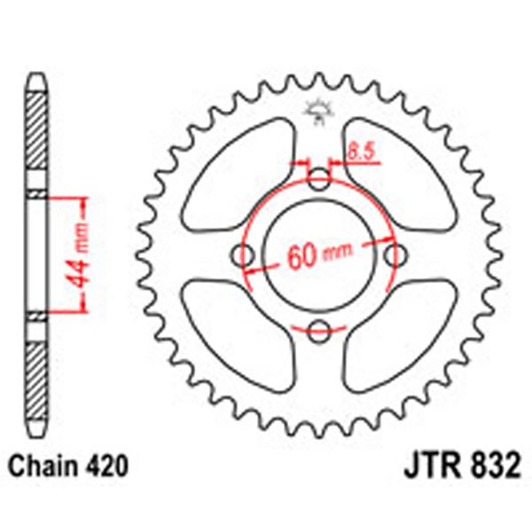 JT Rear Sprockets R/W 832-45T YAM