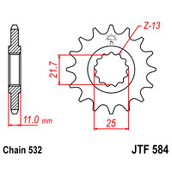 JT Gear Box Sprockets G/B 584-17T YAM [442]