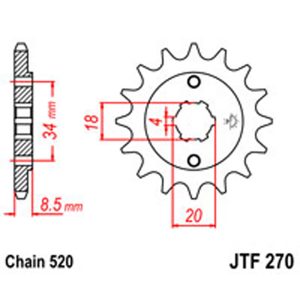 JT Gear Box Sprockets G/B 270-14T HON [2046]