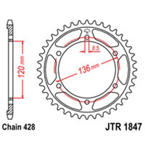 JT Rear Sprockets R/W 1847-55 YAM [4324]